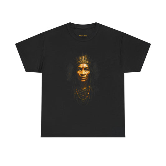 Native Warrior Portrait Tee - Vintage Tribal Face Graphic T-Shirt