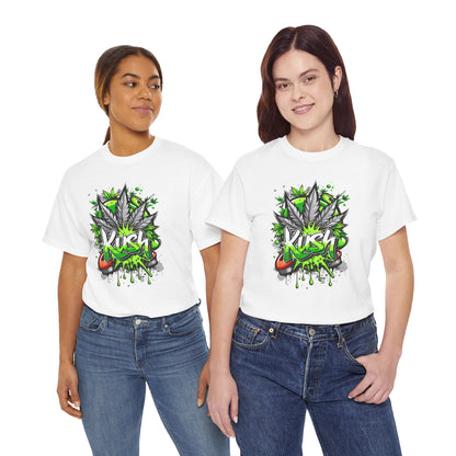 Kush Graffiti T-Shirt — Green Cannabis Leaf Street Art Tee