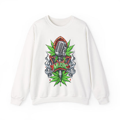 Music Microphone — Retro Mic & Leaf Graphic Sweatshirt