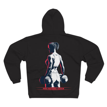 Power & Perseverance Unisex Hooded Zip Sweatshirt - Motivational Fitness Apparel