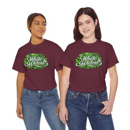 White Widow Graphic Tee — Cannabis Leaf Logo T-Shirt