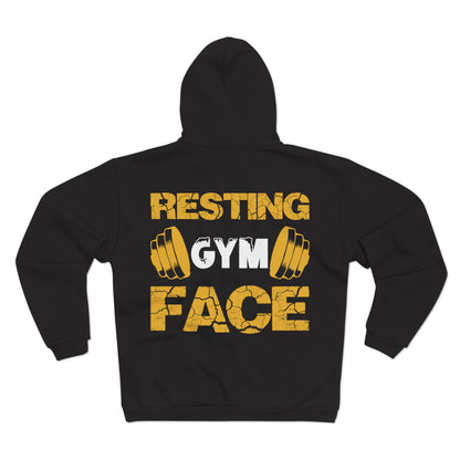 Resting Gym Face Unisex Hooded Zip Sweatshirt - Cozy Fitness Apparel