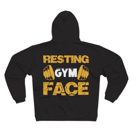 Resting Gym Face Unisex Hooded Zip Sweatshirt - Cozy Fitness Apparel