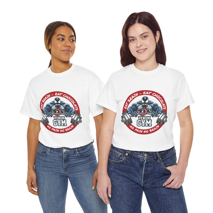 Venom Gym Unisex Heavy Cotton Tee - Eat Brain Eat Chocolate Design White