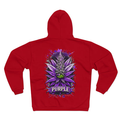 Purple Cannabis Bud Zip Hoodie — Bold Psychedelic Marijuana Graphic Zip