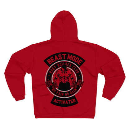 Beast Mode Unisex Hooded Zip Sweatshirt- Body Builder Club Motivation
