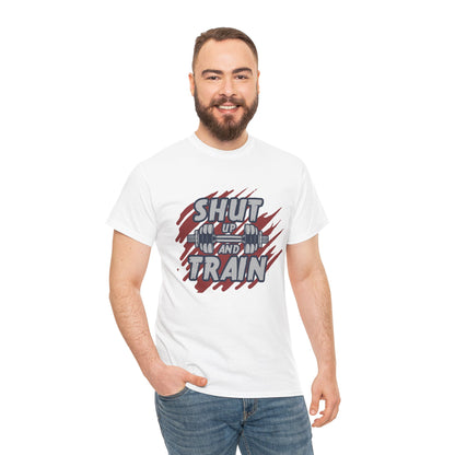 Motivational Workout Tee - 'Shut Up and Train' Unisex Heavy Cotton T-Shirt