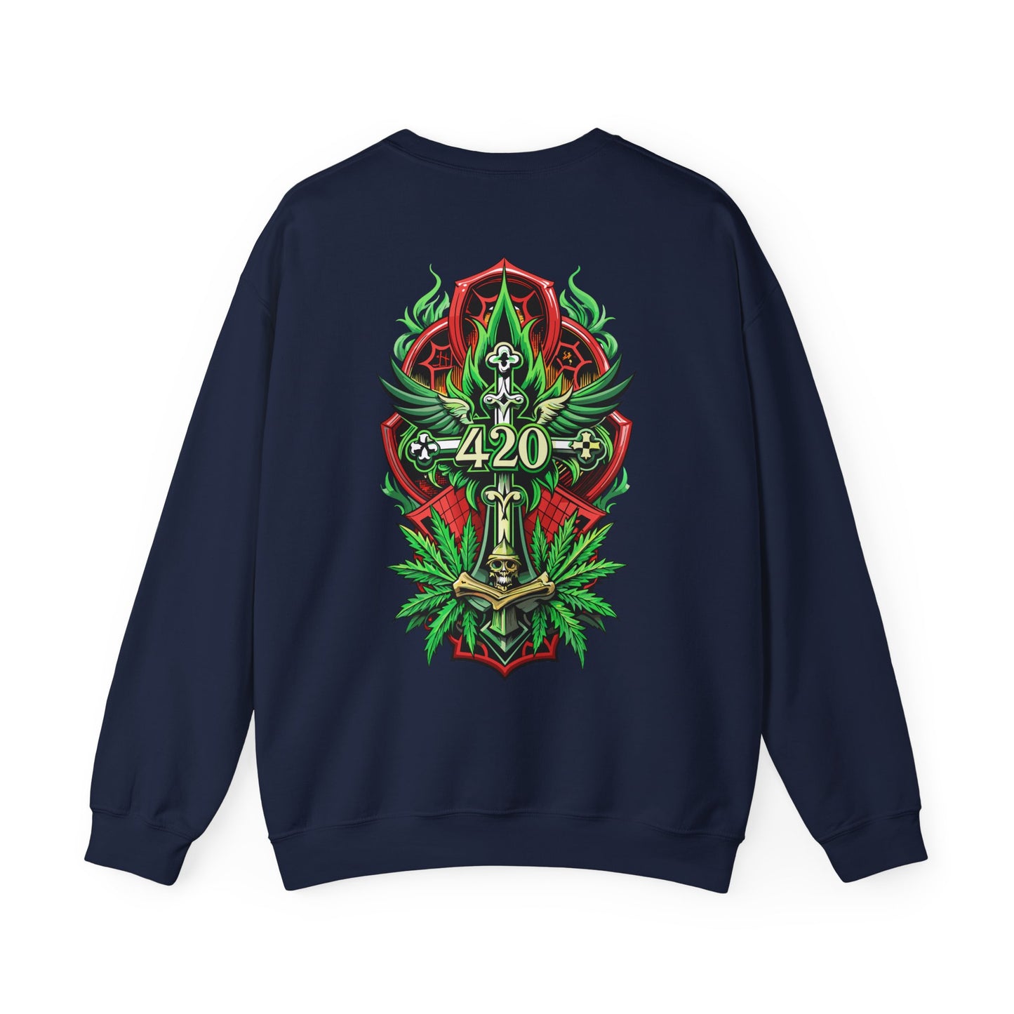 420 Cannabis Shield Sweatshirt – Marijuana Leaf Stoner Graphic