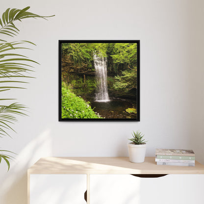 Glacer Waterfall Matte Canvas, Framed (Multi-color)