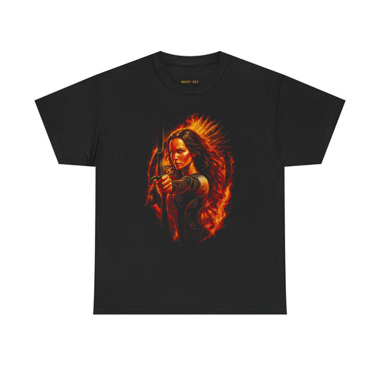 Archery Warrior T-Shirt — Fiery Archer Graphic Tee for Gamers & Fantasy Fans