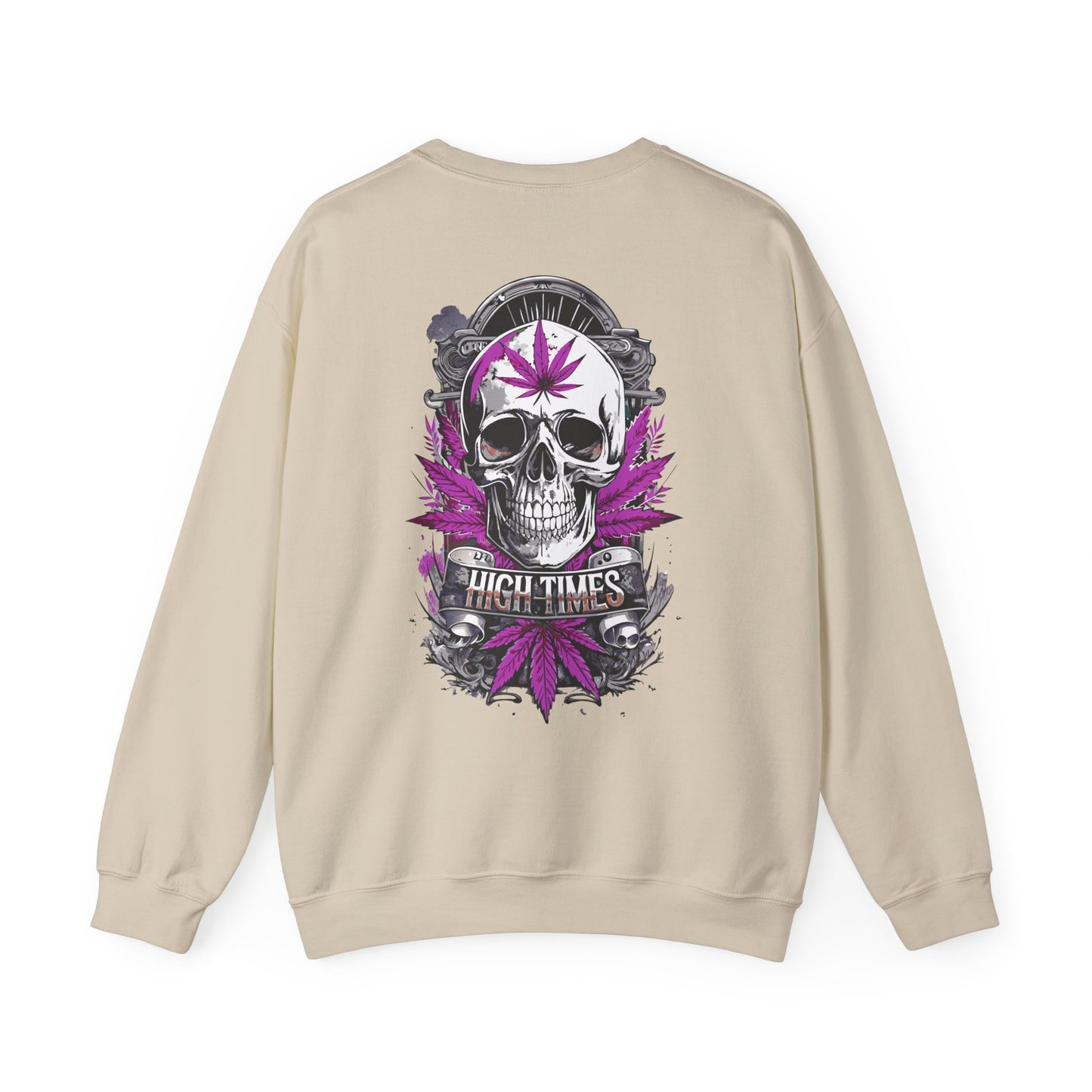 Skull & Purple Cannabis Leaf- "High Times" Graphic Sweatshirt