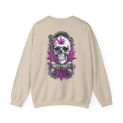 Skull & Purple Cannabis Leaf- "High Times" Graphic Sweatshirt