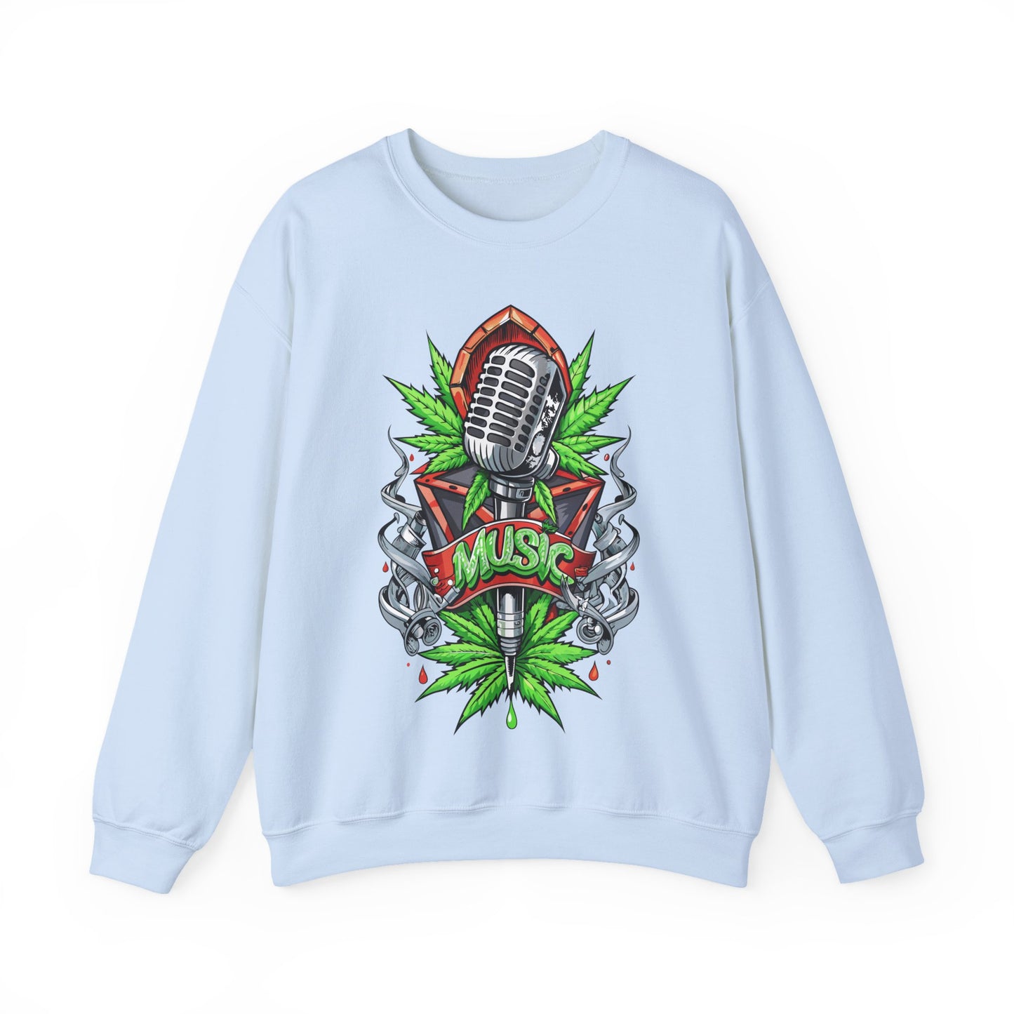 Music Microphone — Retro Mic & Leaf Graphic Sweatshirt