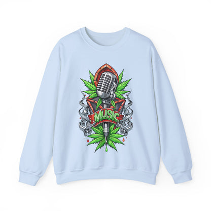 Music Microphone — Retro Mic & Leaf Graphic Sweatshirt