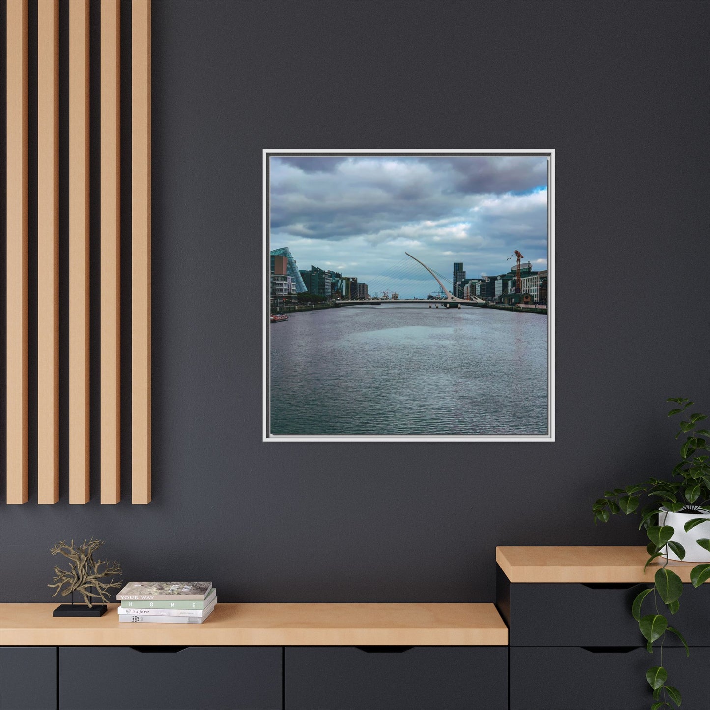 Samuel Beckett Bridge Matte Canvas, Framed (Multi-color)