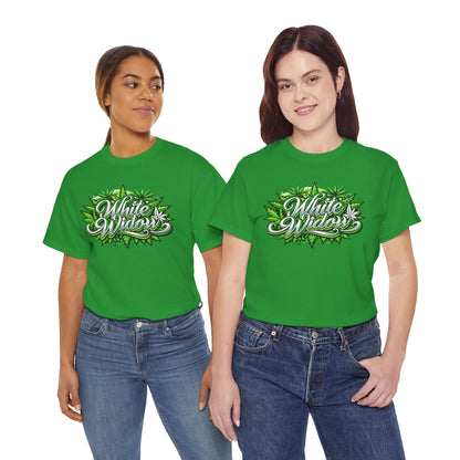 White Widow Graphic Tee — Cannabis Leaf Logo T-Shirt