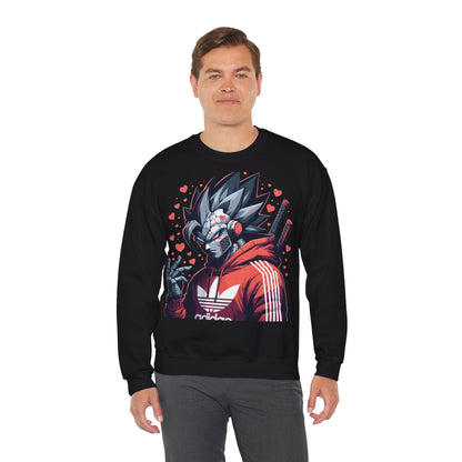 Anime-Inspired Unisex Crewneck Sweatshirt - Robot Heart Design