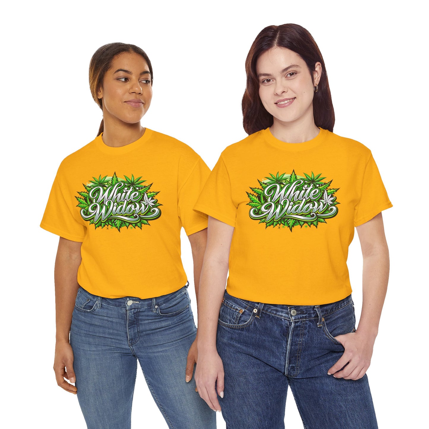 White Widow Graphic Tee — Cannabis Leaf Logo T-Shirt