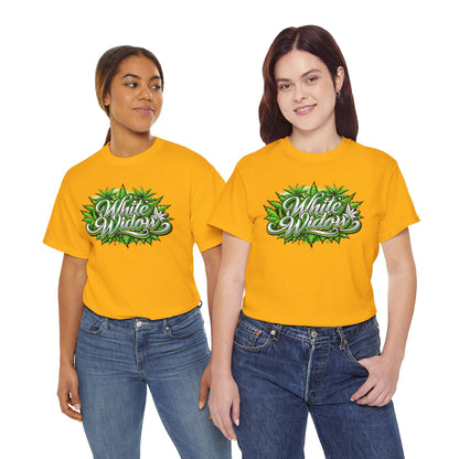 White Widow Graphic Tee — Cannabis Leaf Logo T-Shirt