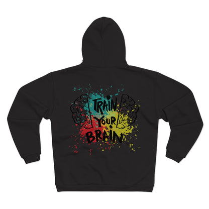 Motivational Unisex Hooded Zip Sweatshirt - "Train Your Brain"