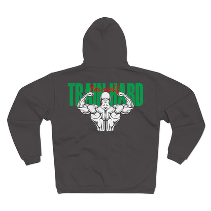 Unisex Zip Sweatshirt - Train Hard Fitness Hoodie with Motivational Design
