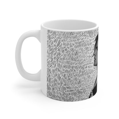 Stylish Ceramic Coffee Cup with Minimalist Black & White Design - 11oz & 15oz Sizes