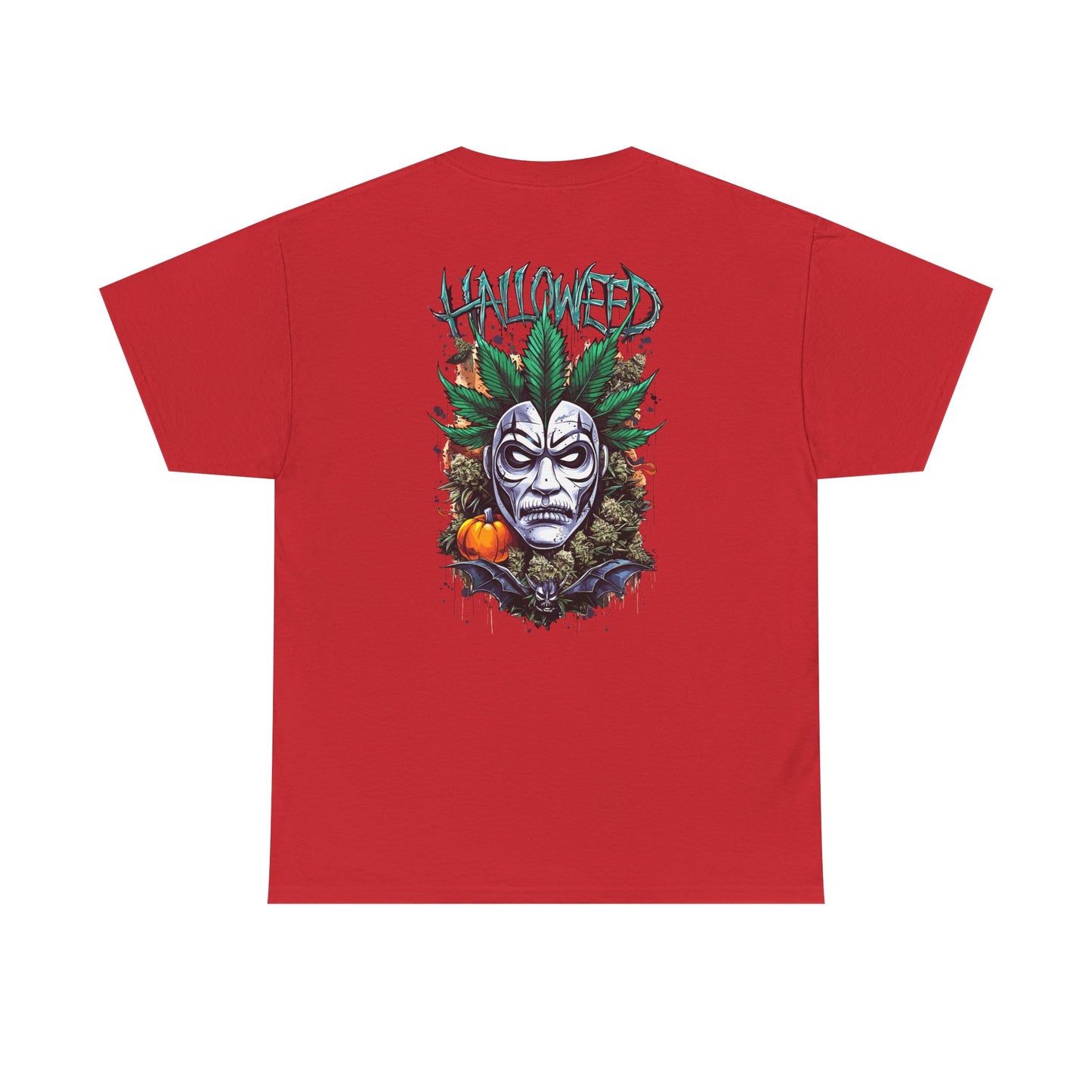 Hallowed Harvest Tee — Halloween Mask & Pumpkin Graphic T-Shirt