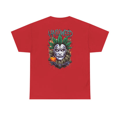 Hallowed Harvest Tee — Halloween Mask & Pumpkin Graphic T-Shirt