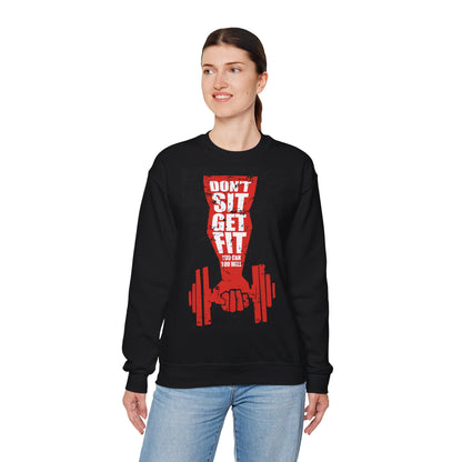 Motivational Fitness Zip Sweatshirt - "Don't Sit, Get Fit"
