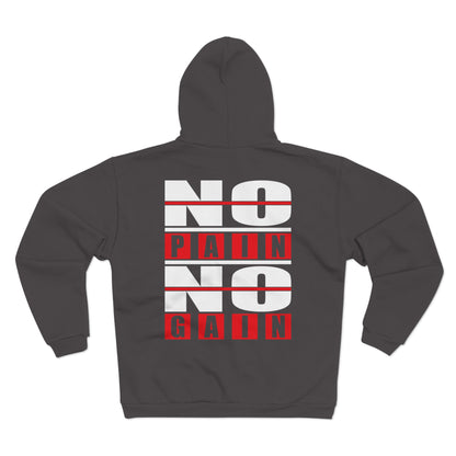 No Pain No Gain Unisex Hooded Zip Sweatshirt - Motivational Fitness Apparel