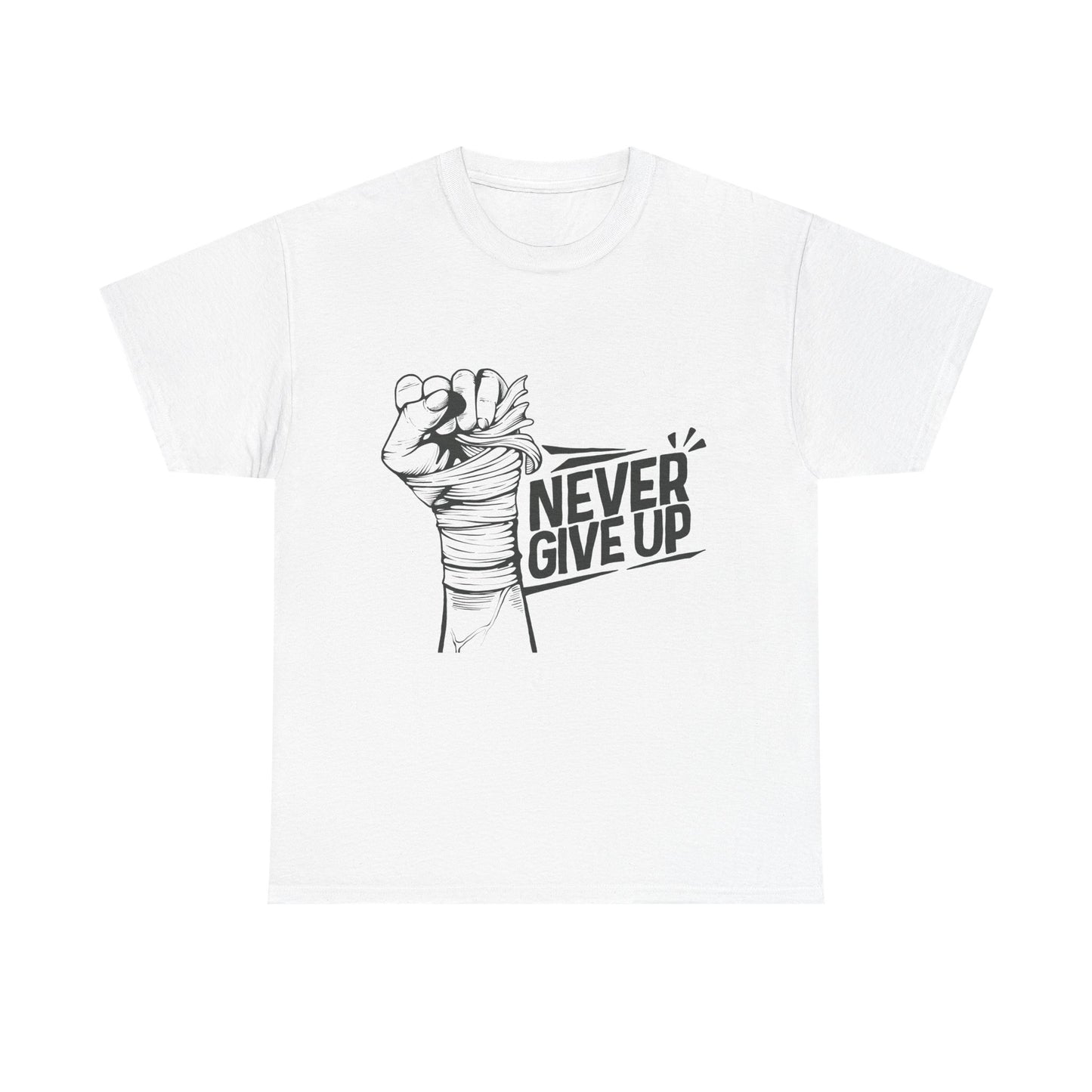 Never Give Up Unisex Heavy Cotton Tee - Motivational T-Shirt for Daily Inspiration