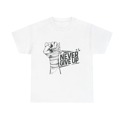 Never Give Up Unisex Heavy Cotton Tee - Motivational T-Shirt for Daily Inspiration