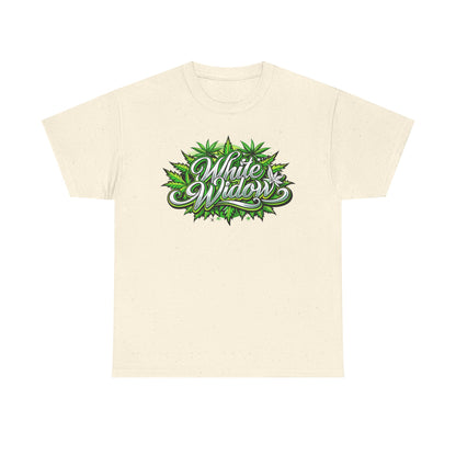 White Widow Graphic Tee — Cannabis Leaf Logo T-Shirt