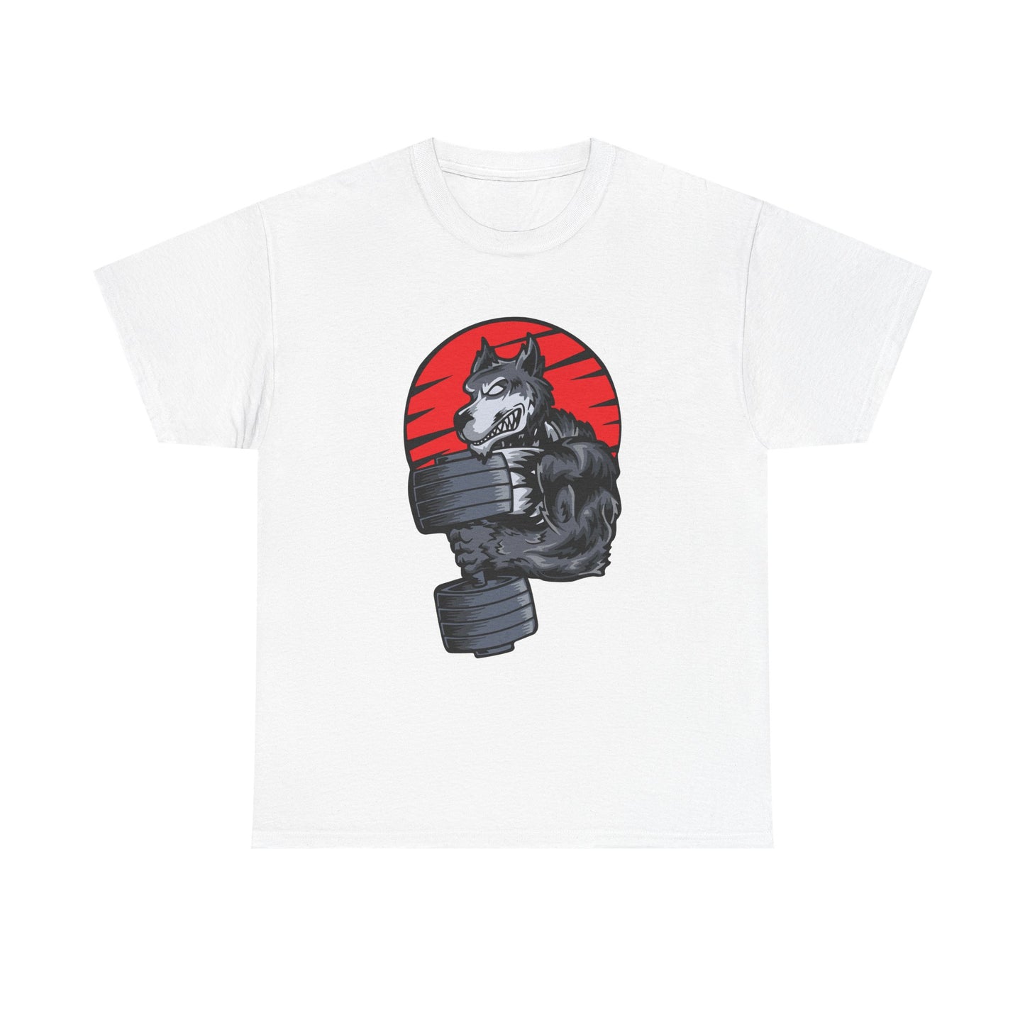 Gym Wolf Unisex Heavy Cotton Tee - Motivational Workout T-Shirt White