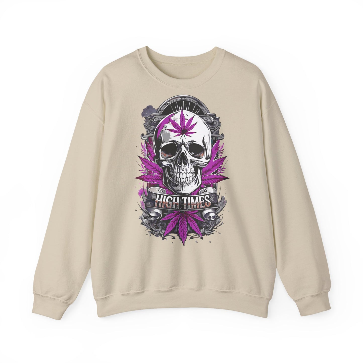 Skull & Purple Cannabis Leaf- "High Times" Graphic Sweatshirt