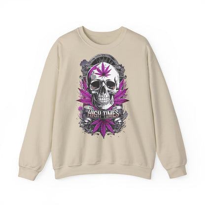 Skull & Purple Cannabis Leaf- "High Times" Graphic Sweatshirt