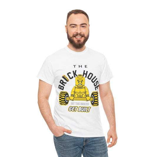 The Brick House Unisex Heavy Cotton Tee – Fun Graphic T-Shirt for Builders & LEGO Fans White