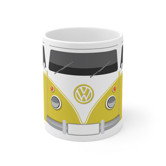 Vintage VW Bus Ceramic Coffee Mug - 11oz & 15oz - Perfect for Auto Enthusiasts Yellow