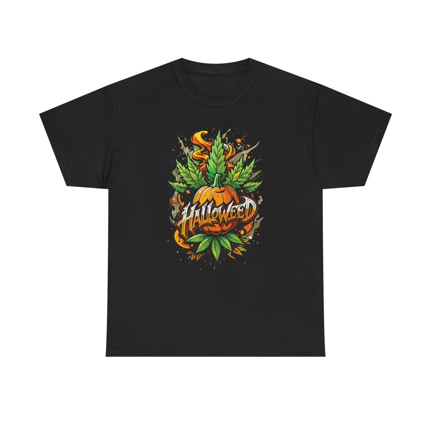 Hallowed Harvest Tee — Halloween Mask & Pumpkin Graphic T-Shirt