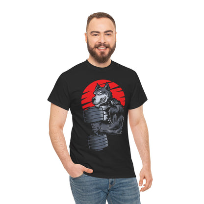 Gym Wolf Unisex Heavy Cotton Tee - Bold Fitness Graphic T-Shirt Black