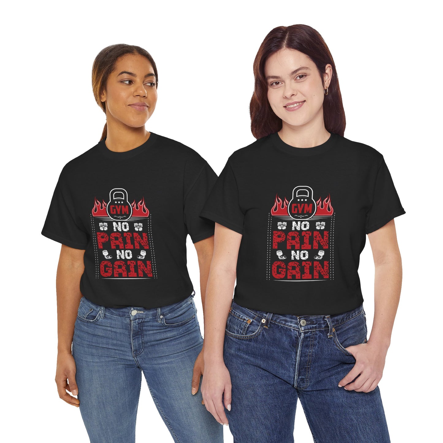 No Pain No Gain Gym Tee - Unisex Heavy Cotton Fitness Shirt