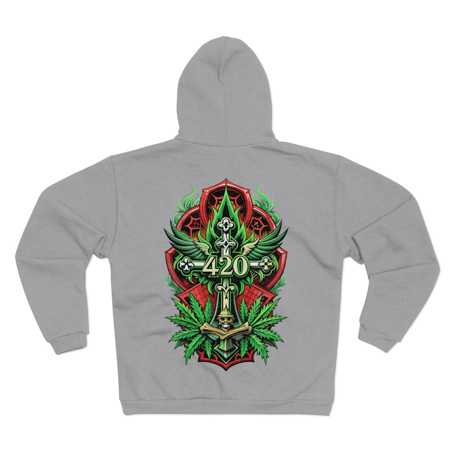 420 Cannabis Shield Zip Hoodie – Marijuana Leaf Stoner Graphic Zip Hoodie