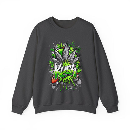 Kush Graffiti Sweatshirt — Green Cannabis Leaf Street Art