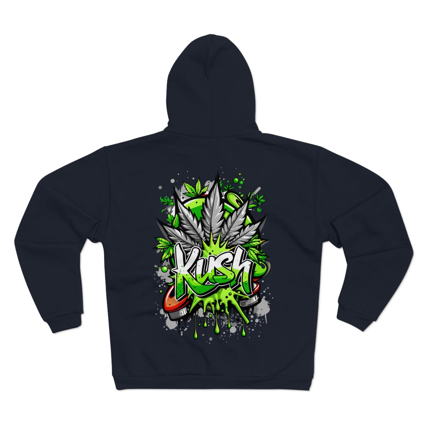 Kush Graffiti Zip Hoodie — Green Cannabis Leaf Street Art Hoodie