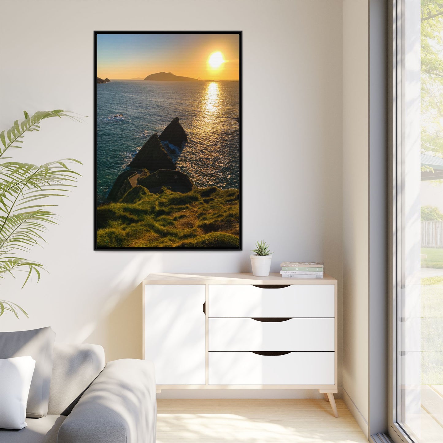 Dunquin Pier Sunset 2 Matte Canvas, Framed (Multi-color)