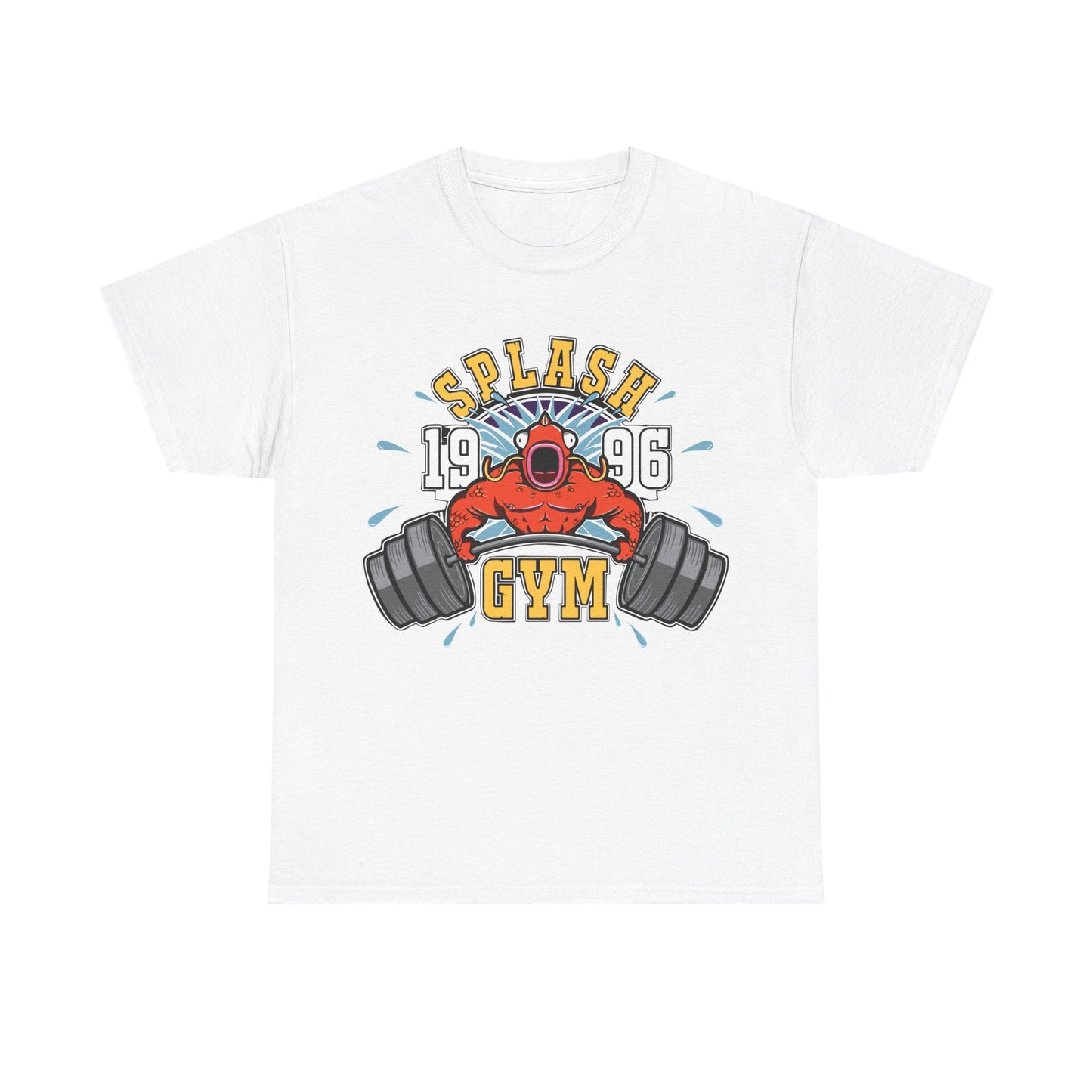 Splash Gym Unisex Heavy Cotton Tee - Bold Retro Design for Fitness Lovers White