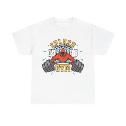 Splash Gym Unisex Heavy Cotton Tee - Bold Retro Design for Fitness Lovers White