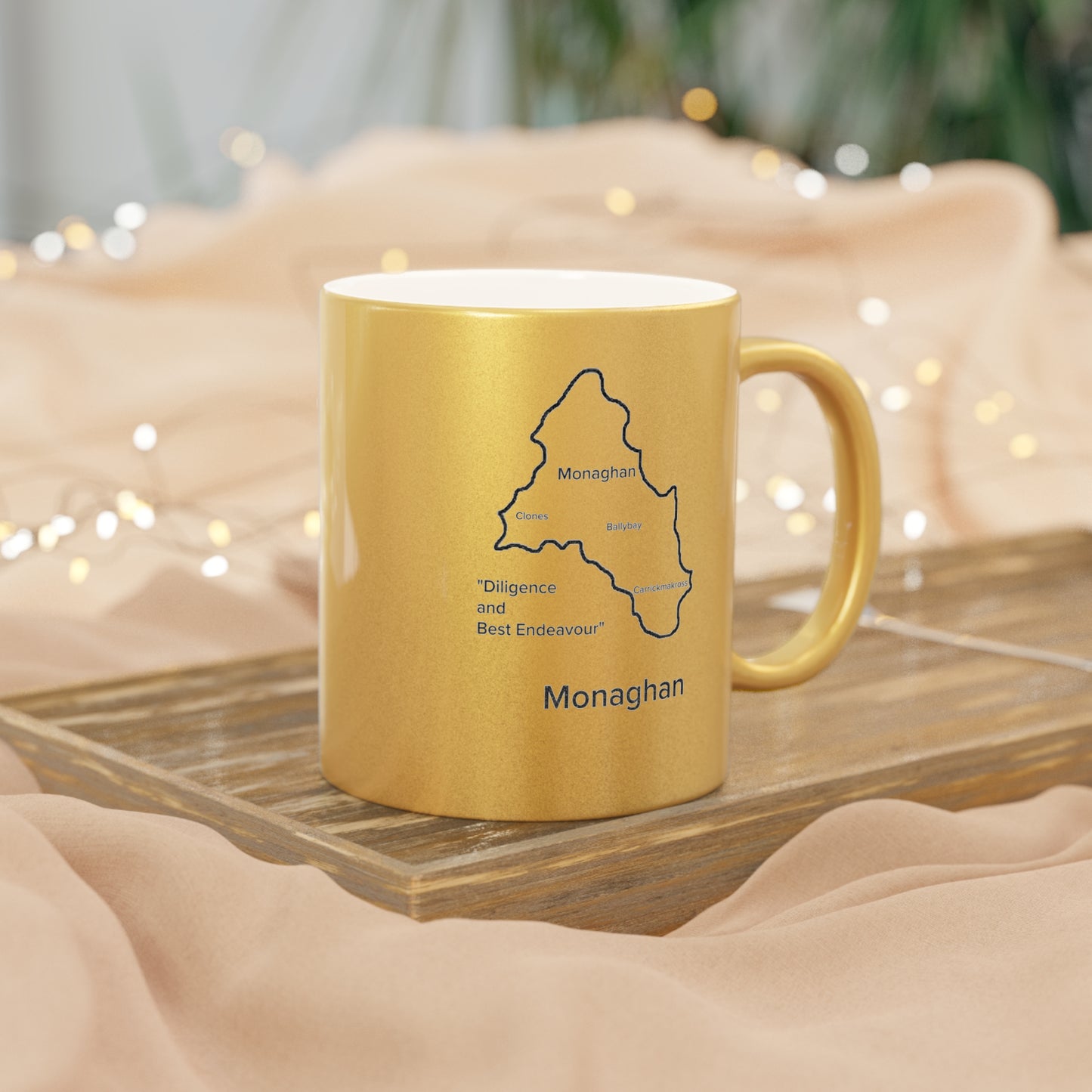 Monaghan County Metallic Colour Mug - Silver/Gold - Perfect Gift for Coffee Lovers
