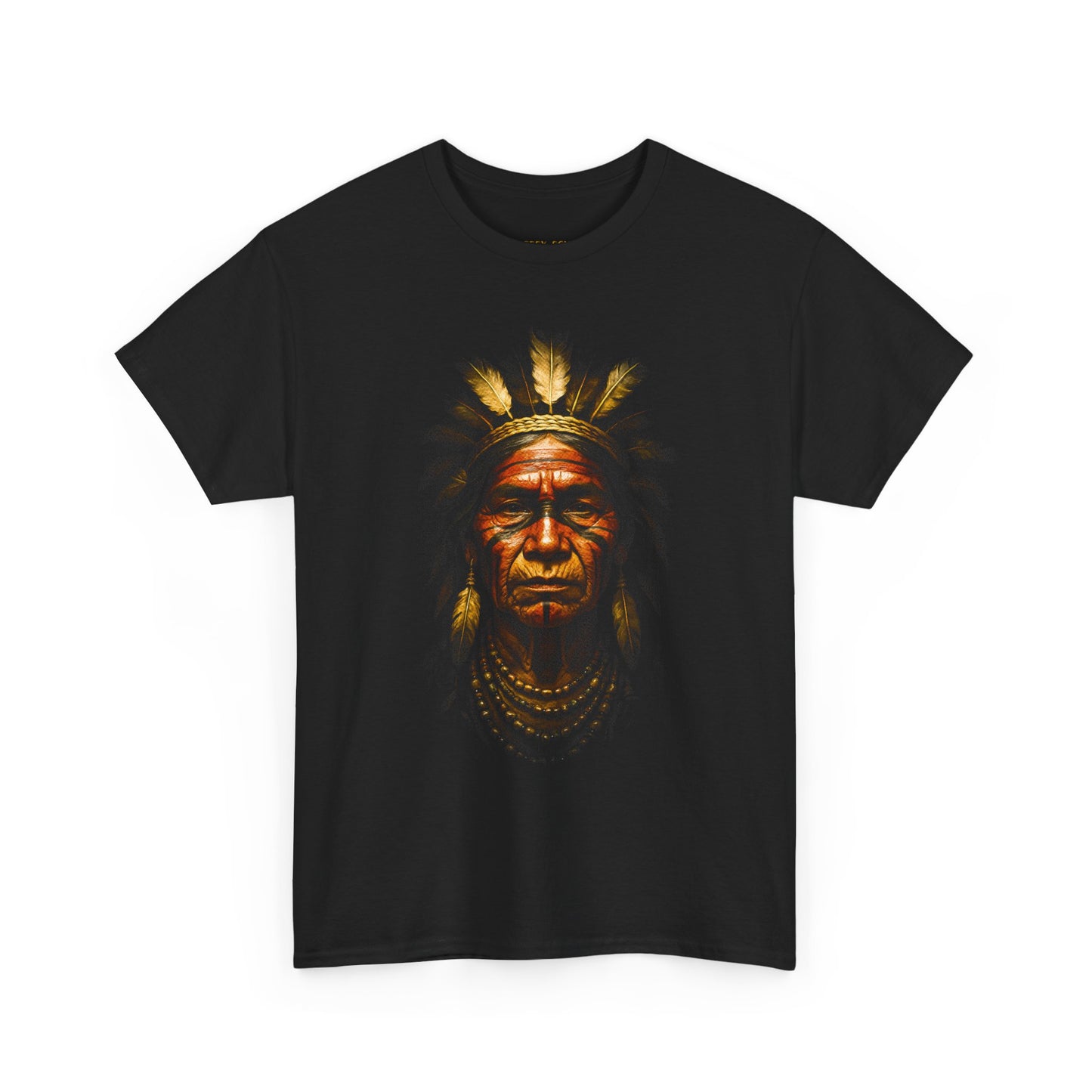 Native Chief Portrait Tee — Vintage Indigenous Headdress Graphic T-Shirt