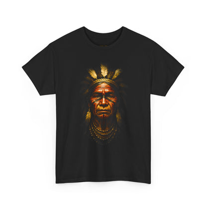 Native Chief Portrait Tee — Vintage Indigenous Headdress Graphic T-Shirt